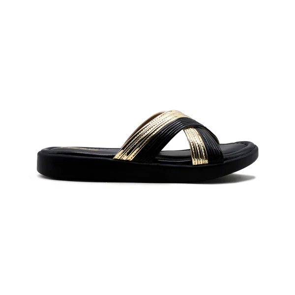 LuxeStripes Black Casual Slipper